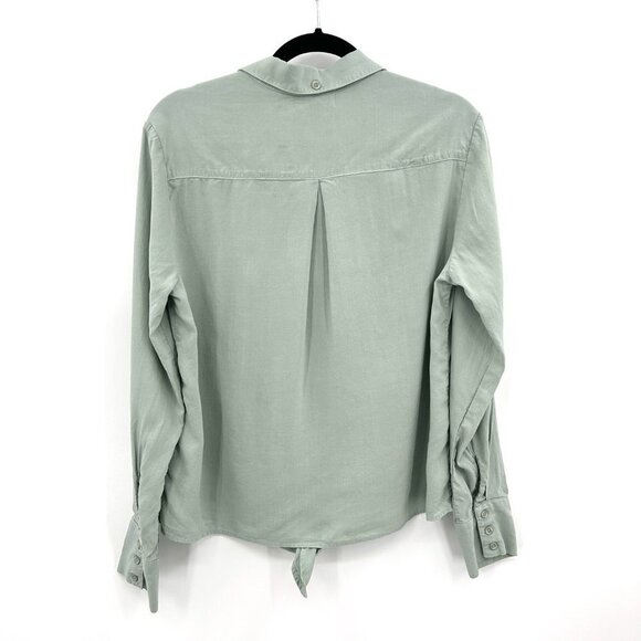 CLOTH & STONE Sea Foam Green Front Tie Button Up Lightweight Blouse Shirt Medium - Picture 2 of 7